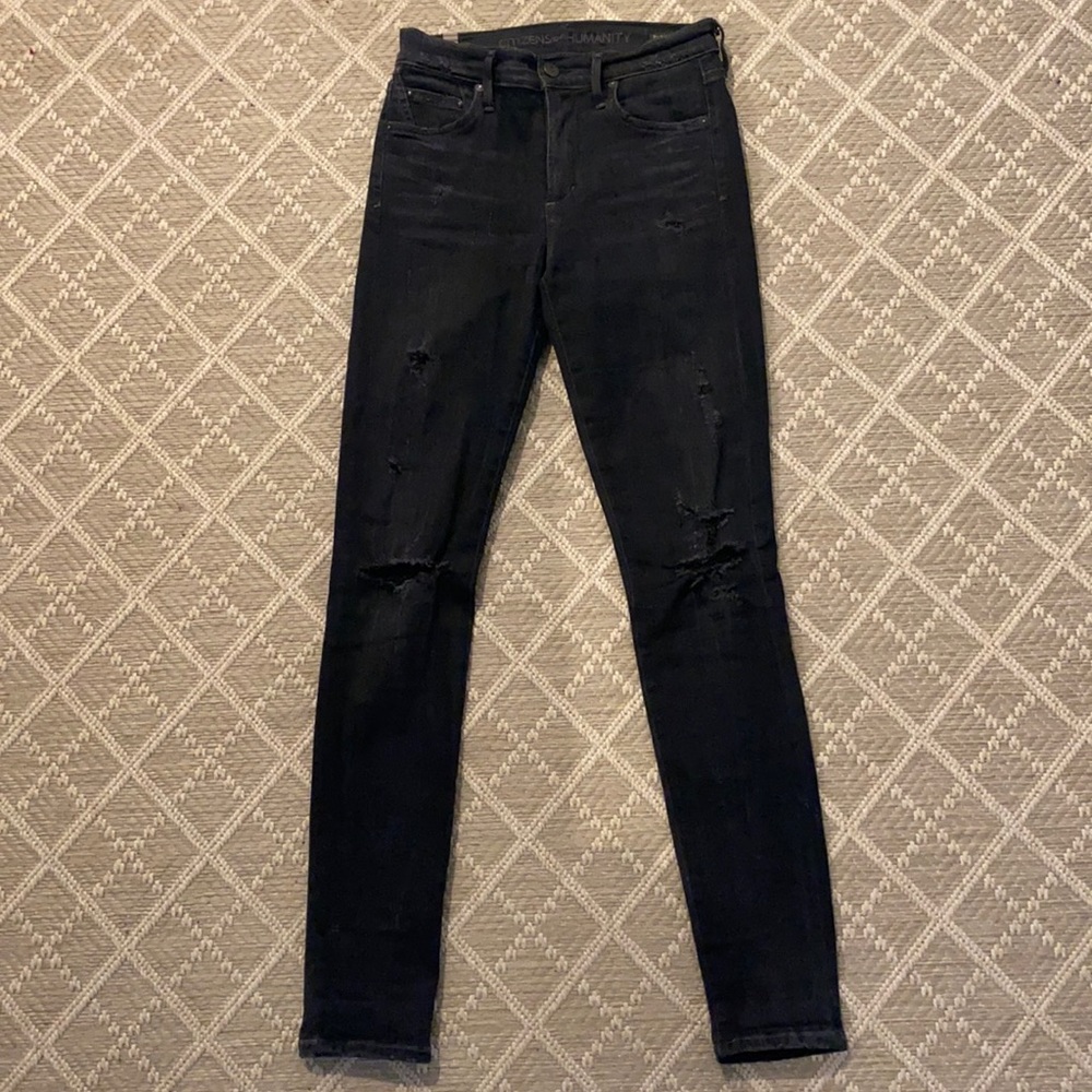 Citizens of Humanity Rocket High Rise Skinny distressed black jeans